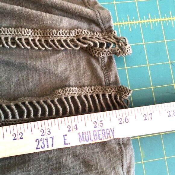 Cruel Denim Womens Size Small Top Olive Green Lace Inserts Split Back - Picture 6 of 6